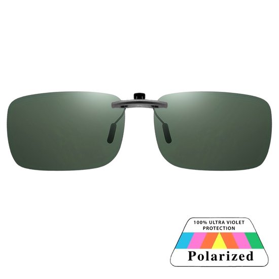 Fako Sunglasses® - Clip On Voorzet Zonnebril Metal - Overzet Clip-on - Polariserend - Polarized - Medium - 135x40mm - Groen