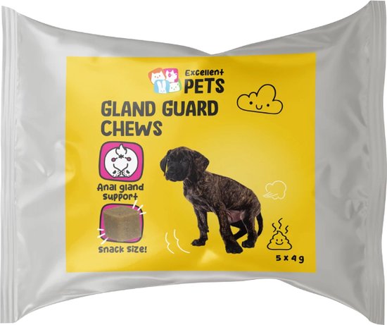 Foto: Excellent pets gland guard soft chews 5 stuks anaalklieren hond supplement bevordert de spijsvertering supplementen tegen anaalklierproblemen glutenvrij