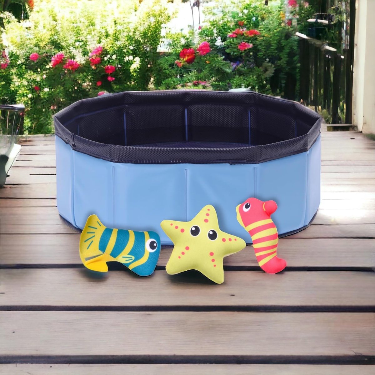 Piscine Pour Chien Bassin PVC Pliable Anti-glissant Facile à Nettoyer Diamètre 160 Cm Hauteur 30 Cm Bleu