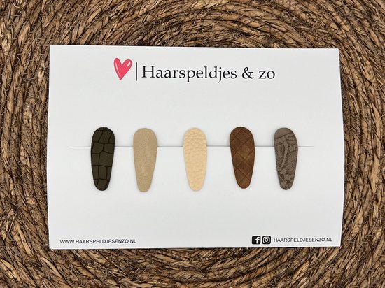 Haarspeldjes 'Lott' setje 2 - speldje met imitatieleer - 4 cm speldjes