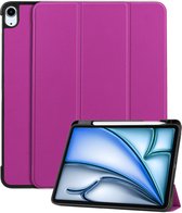 Hoes Geschikt voor iPad Air 2024 (11 inch) Hoes Book Case Hoesje Trifold Cover Met Uitsparing Geschikt voor Apple Pencil - Hoesje Geschikt voor iPad Air 6 (11 inch) Hoesje Bookcase - Paars