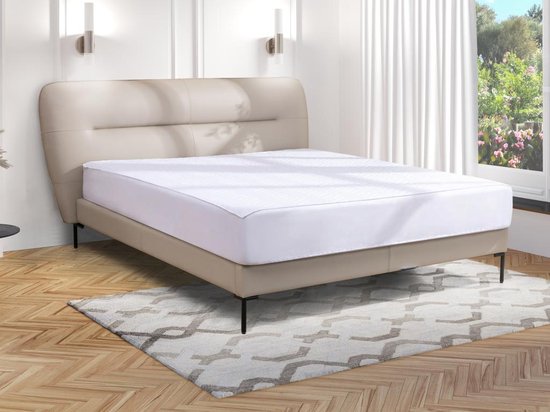 Bed 160 x 200 cm - Leer - Taupegrijs - JODALA L 214 cm x H 112 cm x D 235 cm