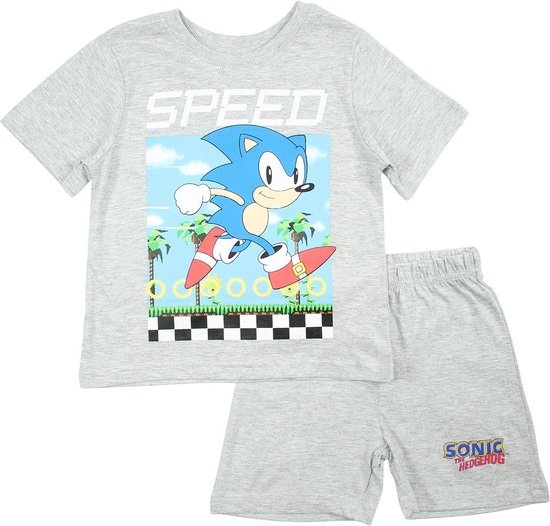 Sonic the Hedgehog shortama/pyjama speed katoen grijs maat 110