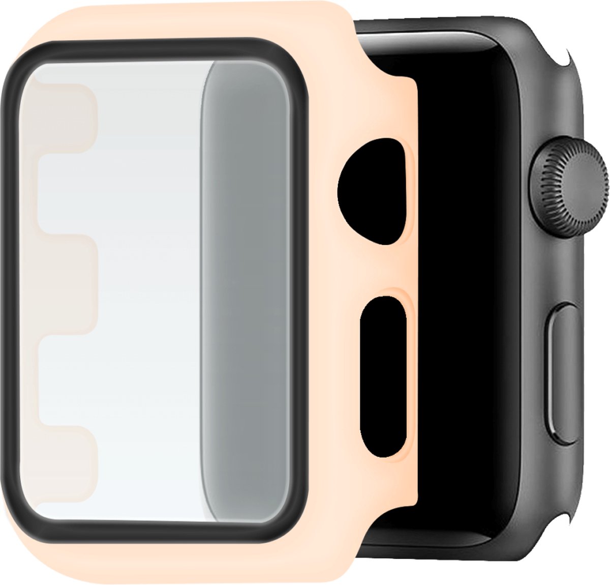 Telefoonglaasje Hoesje met Screenprotector Geschikt voor Apple Watch 1\ Apple Watch 2\ Apple Watch 3 - 38mm - Roze