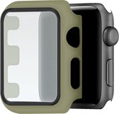Telefoonglaasje Hoesje met screenprotector - Geschikt voor Apple Watch 1\ Apple Watch 2\ Apple Watch 3 - 42mm - Legergroen