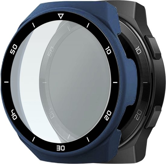 Telefoonglaasje Hoesje met screenprotector - Geschikt voor Huawei Watch GT 2E - 46mm - Blauw