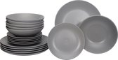 Bol.com Luzzo® Serviesset 6 persoons Mat Grijs Aardewerk - Pastaborden 18 dlg aanbieding