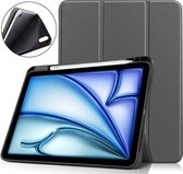 Hoozey - Étui pour tablette adapté à Apple iPad Air (2024) - Étui à trois volets avec fonction Auto/Réveil - Avec porte-crayon - 11 pouces - Grijs