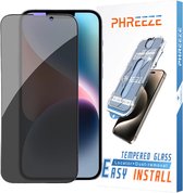 Privacy Glass - Geschikt voor iPhone 15 Pro Max Screenprotector met Montageframe - 100 Procent Plakgarantie - Screen Protector - 9H Gehard Glas