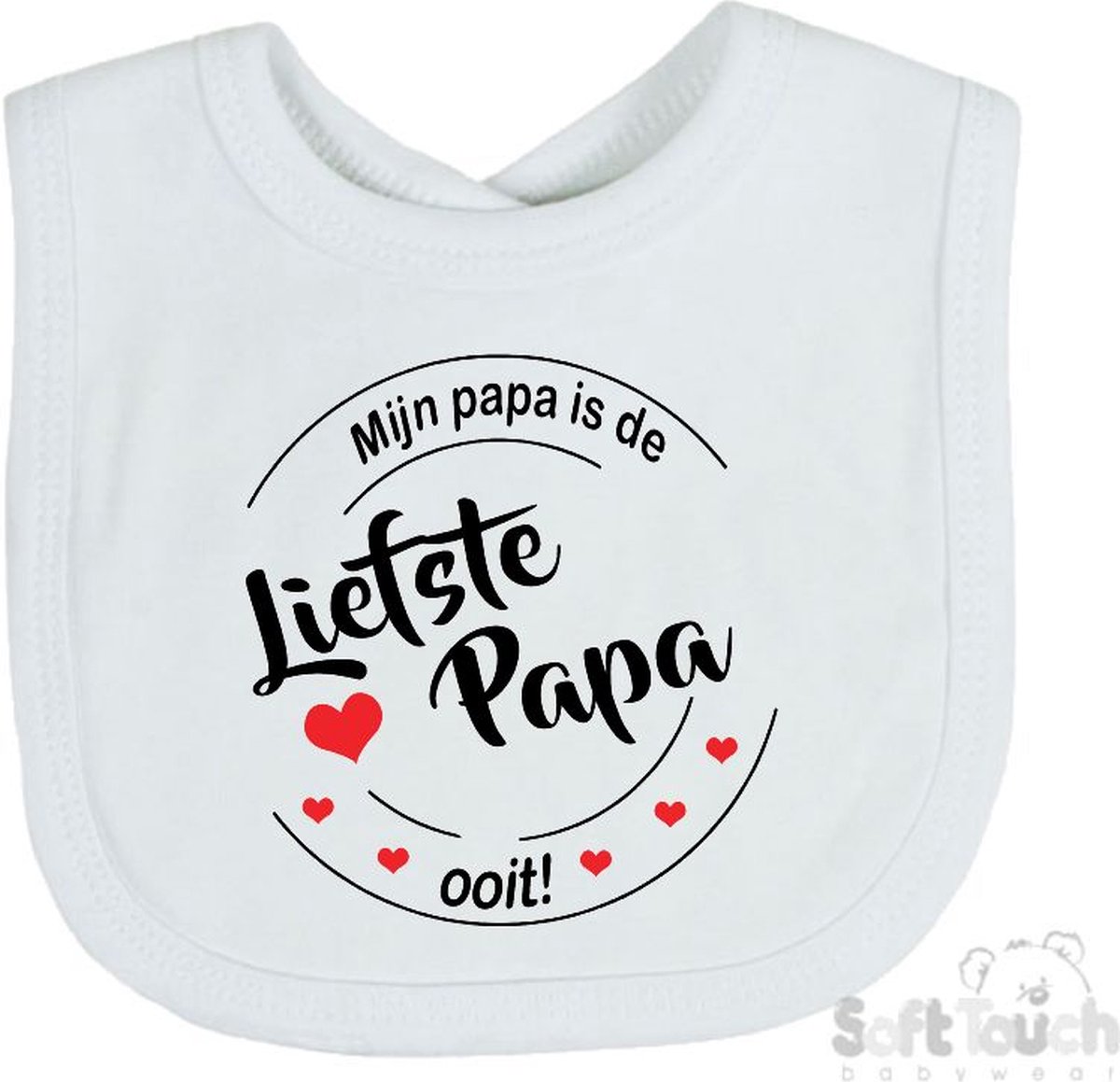 Goedkoopste Soft Touch Slabber Slabbetje Slab Mijn papa is de liefste papa ooit! Vaderdag Unisex Katoen Wit/zwart/rood Maat 33x22 Cm