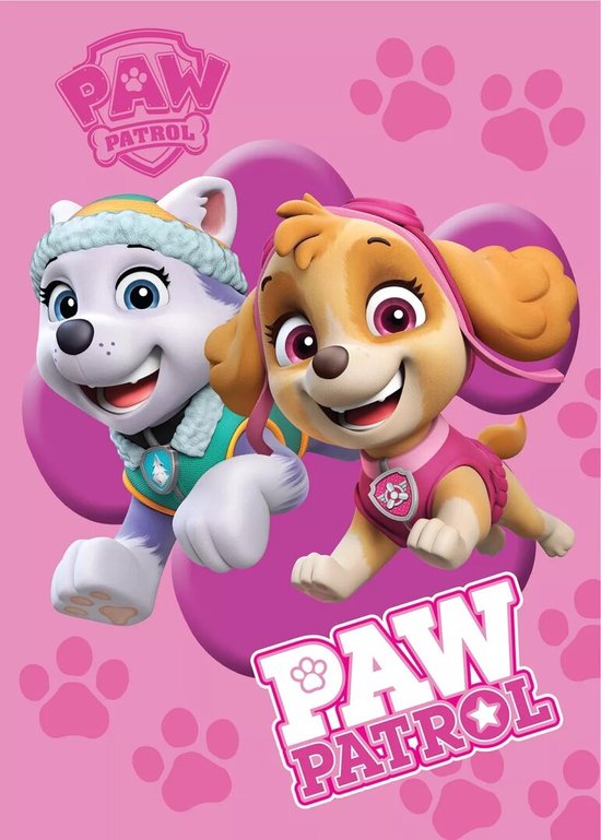 Paw Patrol fleece plaid Paws - 100 x 140 cm (Roze)