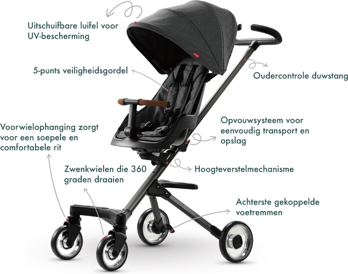 Qplay Easy Buggy Inklapbaar - Kinderbuggy Lichtgewicht Compact - Zwart thumbnail 3