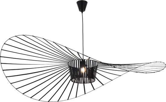 Designlamp - Extra Groot - Vertigo lamp - Hanglamp - Hoedlamp - Chapeau lamp - Design lamp - Zwart - 139 cm - Elastische linten - Taveo