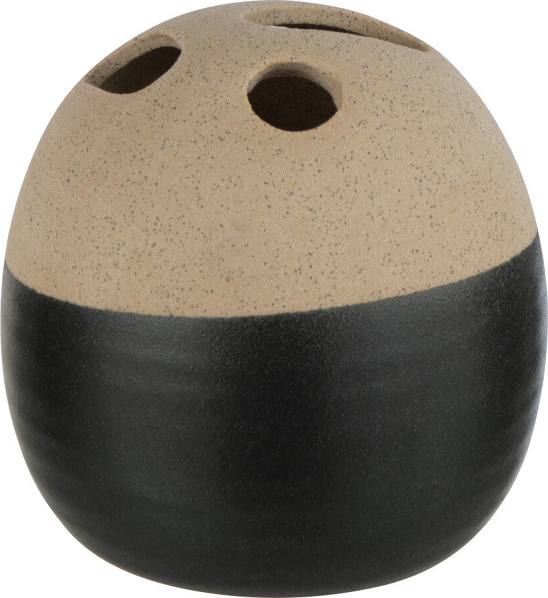 J-Line vaas Bol - keramiek - beige/zwart - small - Ø 15.5 cm