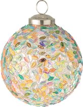 J-Line Kerstmis Ornament Blad Mozaiek Glas Pastel - 6 stuks