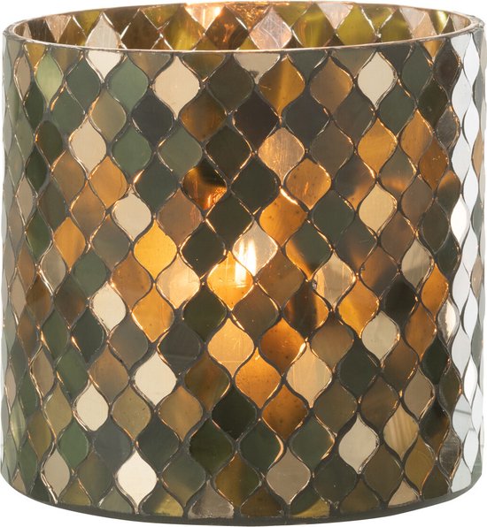 J-Line windlicht Mozaiek Cilinder - glas - groen - large