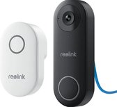 Reolink Video Doorbell PoE With Chime - Sonnette intelligente avec caméra - Connexion (PoE) - WiFi bi-bande 2,4/5 GHz - Détection de personne - Haut-parleur et microphone - Zwart/ Wit
