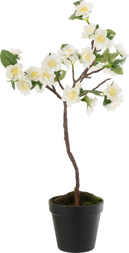 Arbre en fleurs J-Line - plastique - blanc/marron - petit