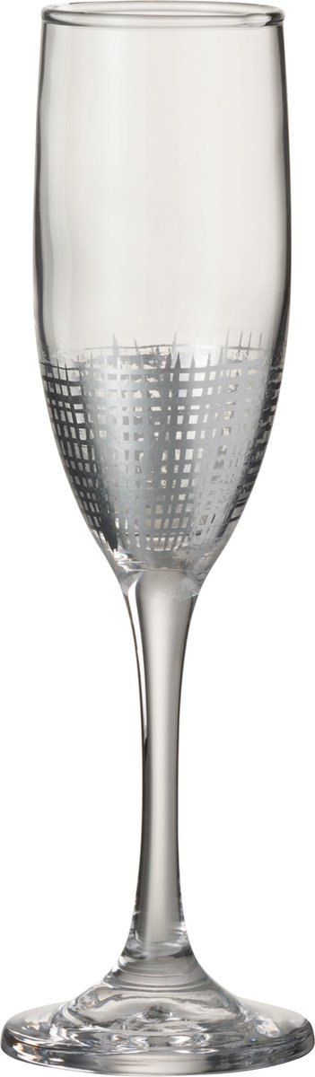 J-Line glas champagne Raster - glas - zilver/transparant - 4 stuks