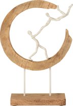 J-Line figuur Pareja Halve Maan - hout/aluminium - naturel/wit
