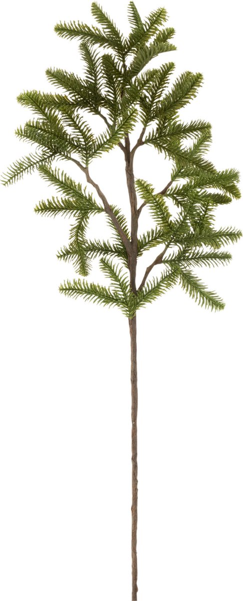 J-Line decoratie tak Dennenboom + Denappels - kunststof - groen/bruin - small - 8 stuks