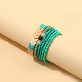 Armband - SET van 6 - Armband Dames - Polsbandjes - Armbanden - Turquoise - Armbanden Set - Kralen Armband Dames - Vrolijke Armbanden - Mode Accessoires - Sieraden Dames