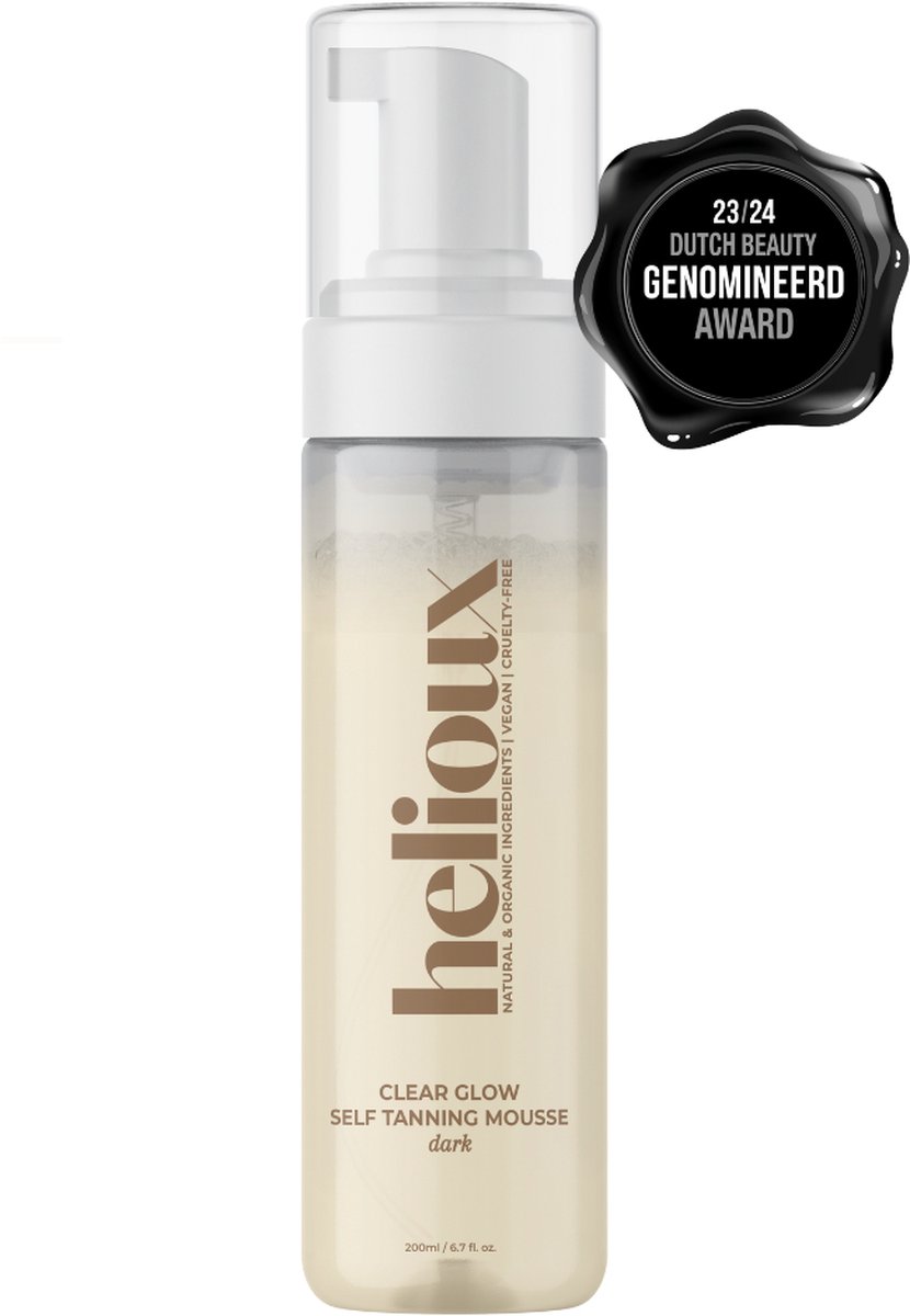 Helioux® Self Tanning Mousse Clear Glow Dark - Zelfbruiner Mousse voor Lichaam & Gezicht - Volledig Transparant - Zero Transfer - Vegan & Dierproefvrij - Natuurlijke Ingrediënten