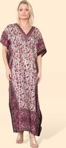 Lange dames kaftan jurk Lidy paisleymotief zwart azalia wit beige zwart strandjurk Maat M/L