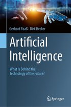 Boekomslag: Twee handen, een menselijke en een robot, reiken naar elkaar. Titel: Artificial Intelligence - What Is Behind the Technology of the Future?