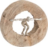 J-Line figuur Springen - hout/aluminium - naturel/zilver