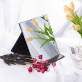 Klapspiegel-make-up, tafelspiegel, tafelspiegel met zwarte PU-lederen hoes, draagbare klapspiegel, 173 mm x 124 mm x 10,5 mm Travel Mirror
