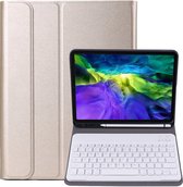 iPadspullekes - Apple iPad Pro 13 Inch (2024) / iPad Air 13 Inch (2024) Hoes met Afneembaar Toetsenbord - Bluetooth Keyboard Case - met Verlichting - Goud