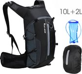 Hydratatie Fietsrugzak - Hydratatierugzak - waterreservoir - Fietsrugzak - Duurzaam - Outdoor - Survival - Rugzak - waterproof - 10 liter + 2 liter reservoir - Grijs