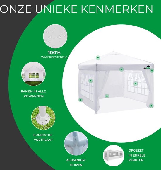 Infinity Partytent Easy Up 3x3 m - Waterdicht - Inclusief draagtas - Crème