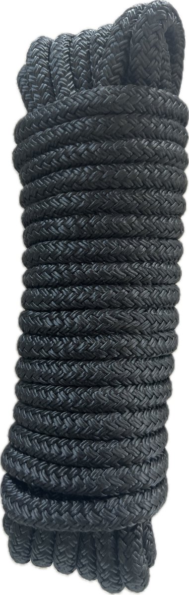 Landvast Luxe Polypropyleen 8mm x 9m met oog - zwart - 2 stuks