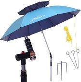 SHOP YOLO-strandparasol-220cm windbestendig parasol-UV-bescherming tot UPF 99+ tuinparasol-met grondanker-stevige kantelbare aluminium pole