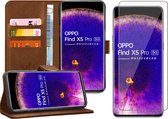 Hoesje geschikt voor Oppo Find X5 Pro - Screenprotector Glas - Portemonnee Book Case Bruin