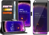 Hoesje geschikt voor Oppo Find X5 - Privacy Screenprotector Volledig Dekkend Glas - Portemonnee Book Case Zwart