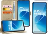 Hoesje geschikt voor Oppo Reno 6 - Screenprotector Glas - Portemonnee Book Case Goud
