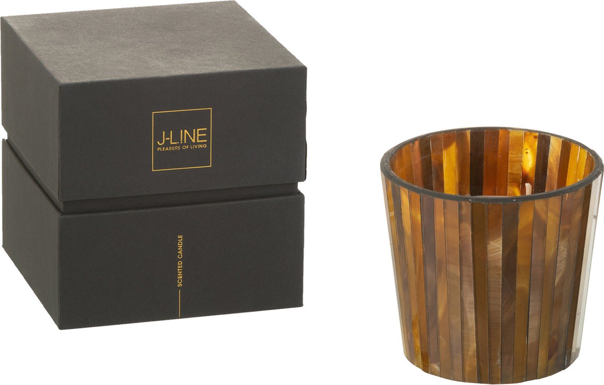 J-Line geurkaars Noa - Zesty Sunburst - glas - oker - small - 35U Geel