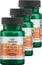 Swanson | Folate 5-Methyltetrahydrofolic Acid 800mcg | 30 veg capsules | 3 stuks | 3 x 30 capsules