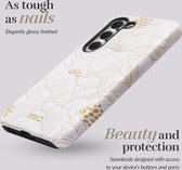 MIO Hoesje geschikt voor Samsung Galaxy A15 MagSafe Telefoonhoesje Hardcase | MIO Backcover | Geschikt voor MagSafe | Geschikt voor Draadloos Opladen met Magnetische Ring | MagSafe Case - White Roses | Wit