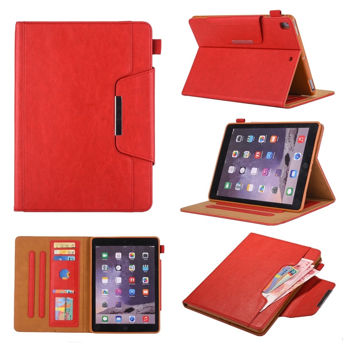 Mobigear Tablethoes geschikt voor Apple iPad 7 (2019) Hoes | Mobigear Luxury Bookcase + Stylus Houder - Rood