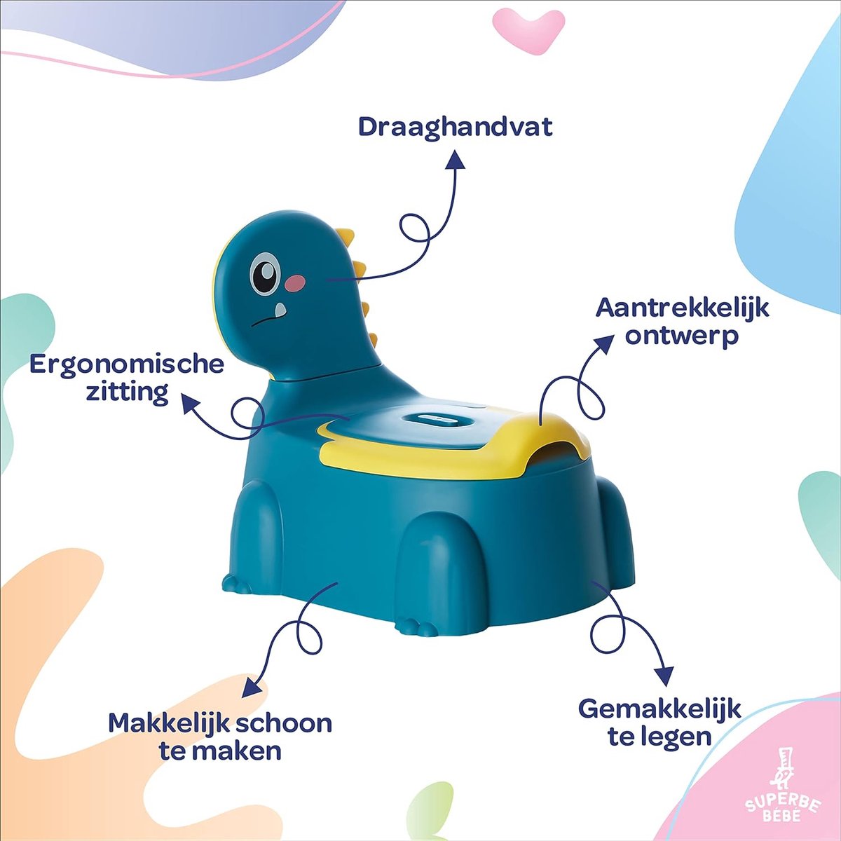 Goedkoopste Kinderpotje - Leertoilet met rugleuning - Babytoilet - Baby- en kindertoilet - Comfortabel, antislip, spatwaterdicht en geurbestendig - Eenvoudig legen met uitneembare pot, Blauw