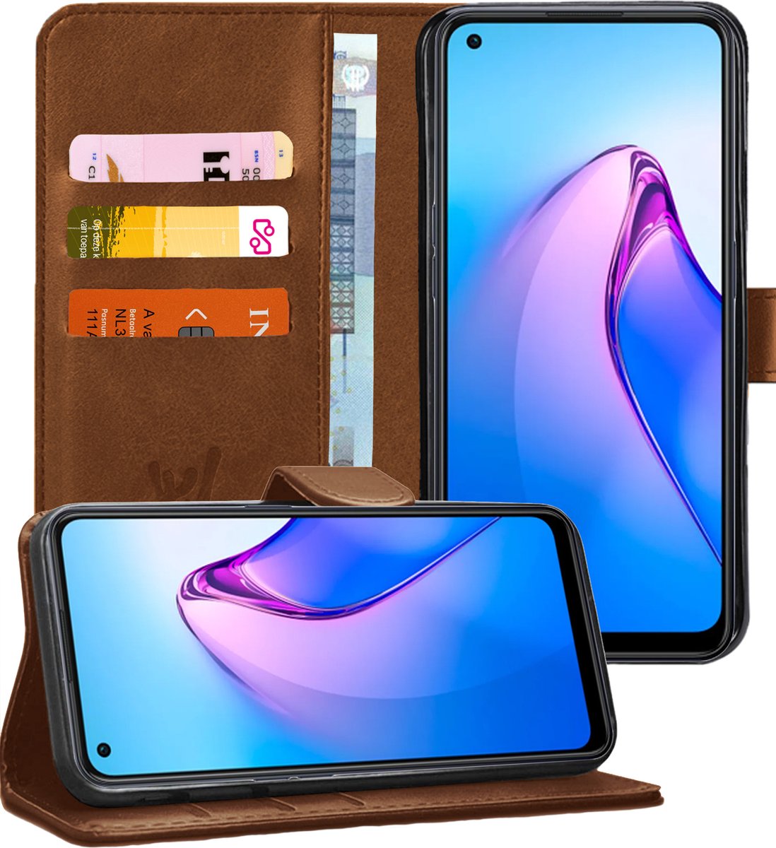 Hoesje geschikt voor Oppo Reno 8 - Portemonnee Book Case Bruin