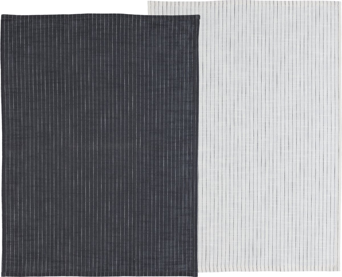Södahl Line Theedoek 50 x 70 cm 2 stuks Ash/White