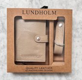 Lundholm porte-cartes femmes avec portefeuille et porte-clés en cuir organisateur de clés beige - porte-cartes de crédit dames cuir beige - cadeau pour petite amie | Lundholm rebro série