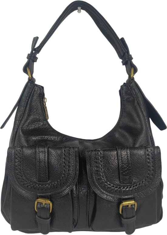 Mandoline - trendy handtas / schoudertas - met verstelbare en afneembare schouderriem - zwart