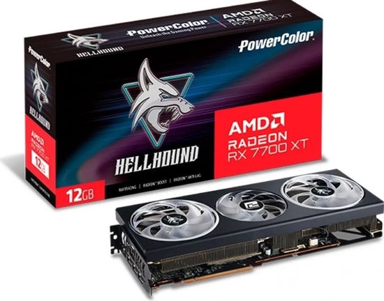 Powercolor Hellhound AMD Radeon RX 7700 XT 12GB - Videokaart - 12GB GDDR6 - PCIe 4.0 - 1 x HDMI - 3x DisplayPort