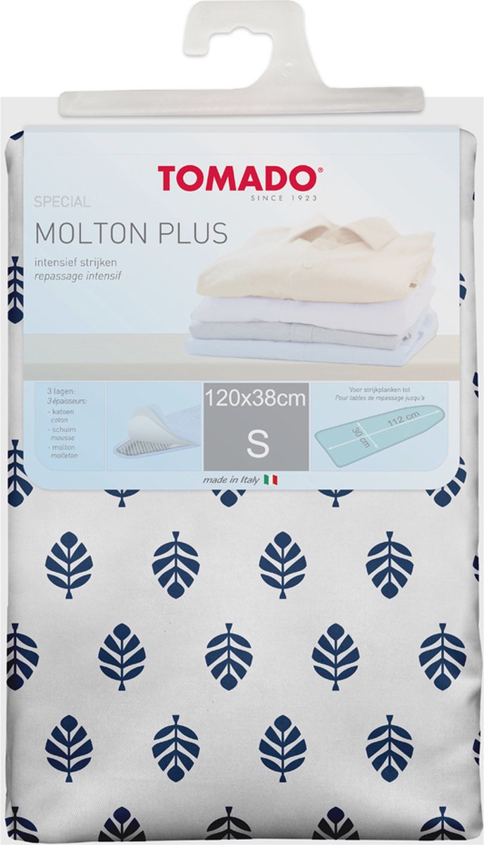 Tomado - Strijkplankovertrek - Molton Plus - Maat S - Afmeting strijktafel 110 x 30 - Afmeting hoes 120x38cm - Strijkplankhoes